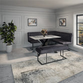 Cree 135cm Light Grey Ceramic Table with Right Hand Facing Corner Bench Dining Set - Pendle Village Furniture